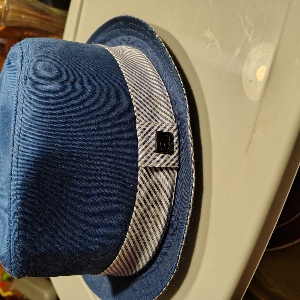 Stylish Blue Fedora with Striped Band